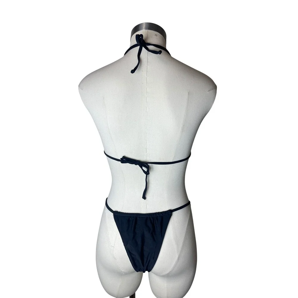 Black‎ Minimal String Bikini Set Cheeky Resort Swimwear Size Medium